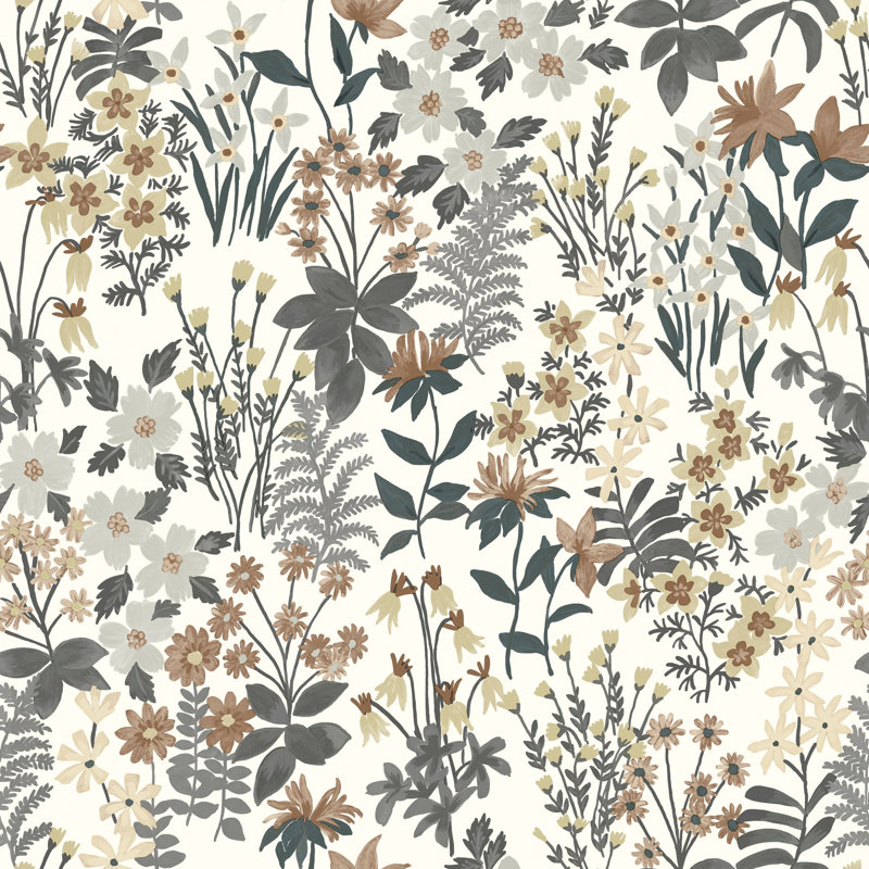 Arcadia Collection Classical Floral Wallpaper Roll, Grey