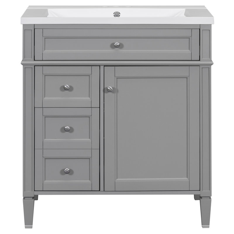 Meuble-lavabo de salle de bain avec lavabo supérieur, armoire de rangement avec 2 tiroirs