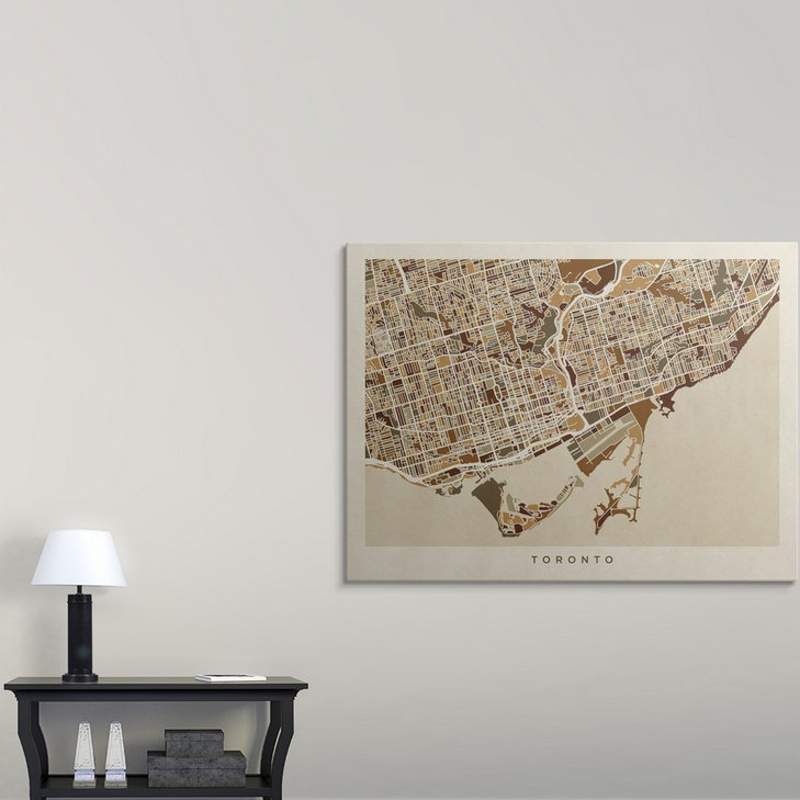 «Toronto Street Map» par Bellen, impression, H 27 po x l 36 po x P 1,5 po, Toile