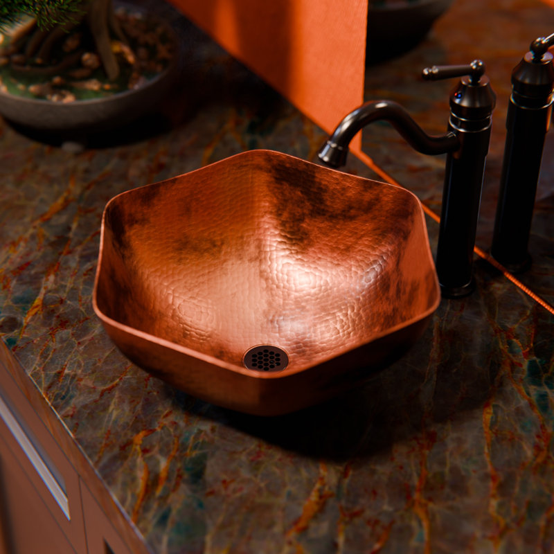 Novatto 16'' Copper Specialty Bathroom Sink, Antigua
