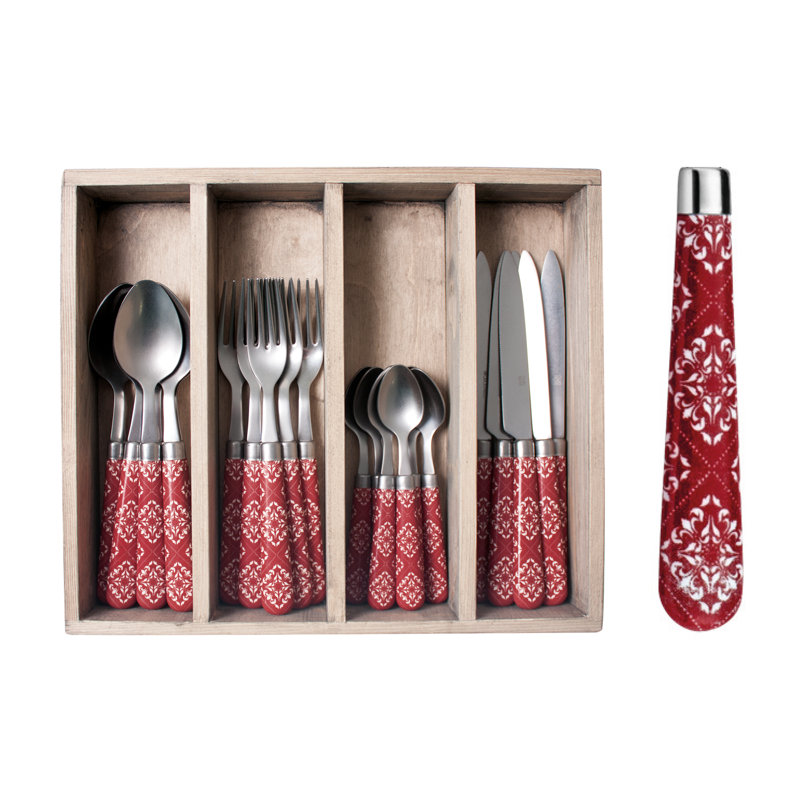 Millom 24 Piece Cutlery Set, Service for 6, White/Red