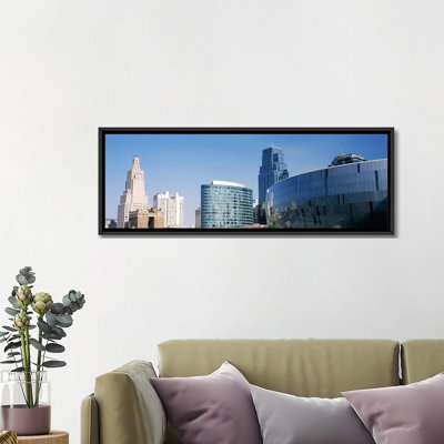 Vue panoramique basse du centre-ville, sprint center, kansas city, missouri, états-unis-reproduction de photo sur toile tendue
