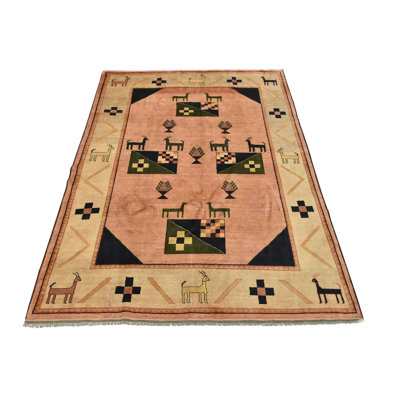 Tapis rose nouvel âge en laine 6 pi 10 po x 8 pi 8 po Gweneth