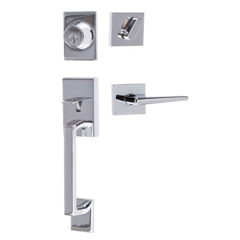 Ensemble de poignées Kolle avec poignée carrée et garniture carrée, Chrome poli