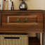 Console en bois avec 3 tiroirs, façades de tiroirs encastrées en bois aggloméré avec poignées en métal antique rétro, 2 tablettes de rangement ouvertes