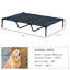 Lit pour chat surélevé bleu foncé 48 po x 36 po, filet respirant et structure en métal pour un confort relaxant