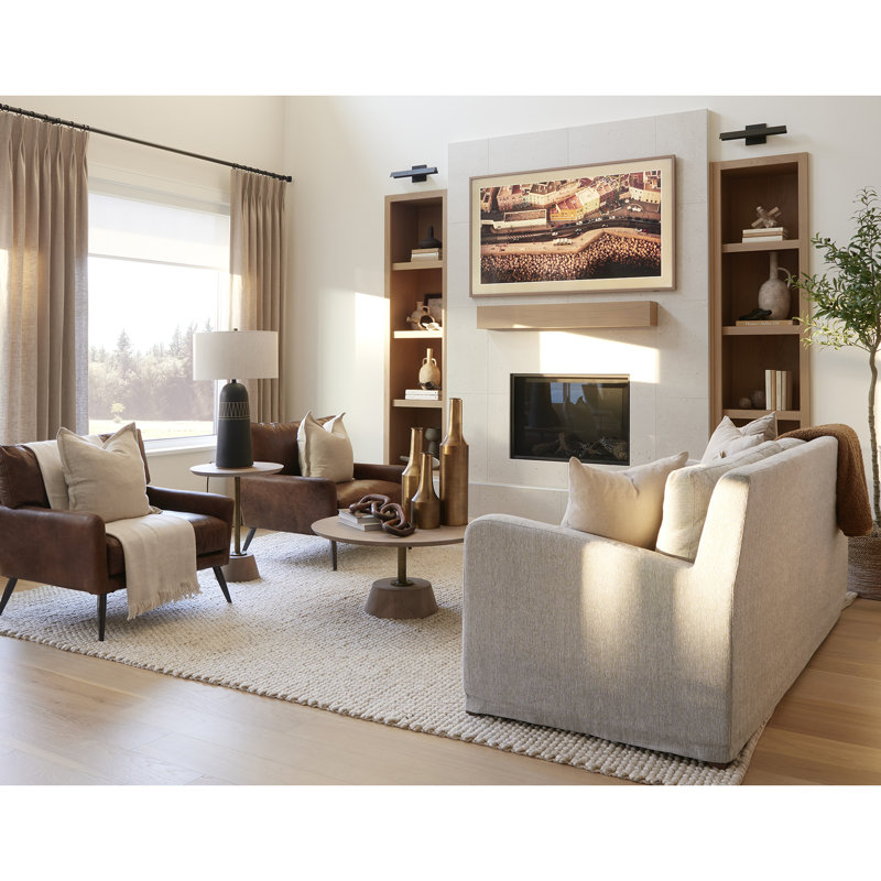 Nessa 93" Slipcovered Sofa, Frost Gray Linen Blend