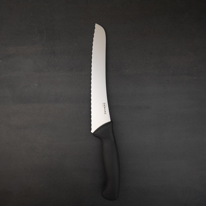 SKWARE Classic Double Serrated 8" Bread Knife, Japanese Steel, Black Handle, 8"