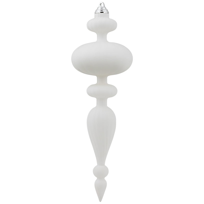 Commercial Size Shatterproof Finial Christmas Ornaments - 14" - Set Of 4, White