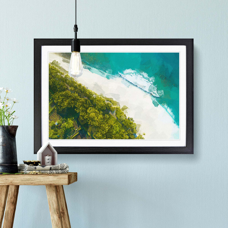 Beach View in the Maldives in Abstract - Picture Frame Photograph Print, 27cm H x 36cm W x 2cm D, Black Framed