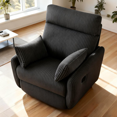 37.5 Inch Modern Swivel Glider Recliner With Footrest And Adjustable Backrest,Soft Plush Corduroy Fabric by Latitude Run