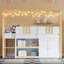 Lit mezzanine simple simple avec escalier, tablettes, armoires et lumières DEL-1045956767