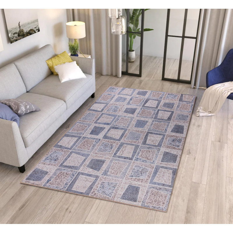 Tapis décoratif gris en patchwork gris, Rectangle 9 pi 11 po x 13 pi 2 po