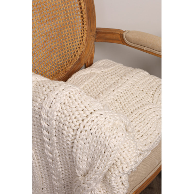 Raj Quilted Throw Blanket, Off White