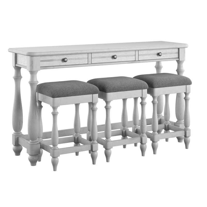 Townsel 63.5'' Solid Wood Console Table and Stool Set