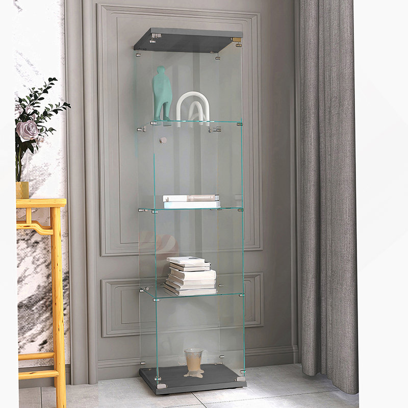 Vitrine noire en verre avec quatre tablettes