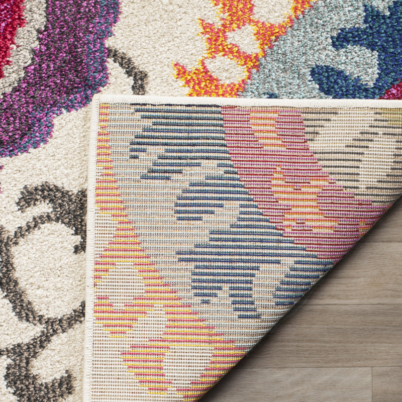 Tapis multicolore à motif floral Hertzler, Rectangle 5 pi 1 po x 7 pi 7 po