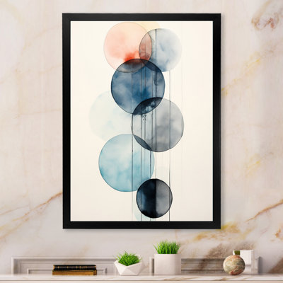 «Essential Circles Retro Blue Watercolor I», reproduction sur toile géométrique moderne