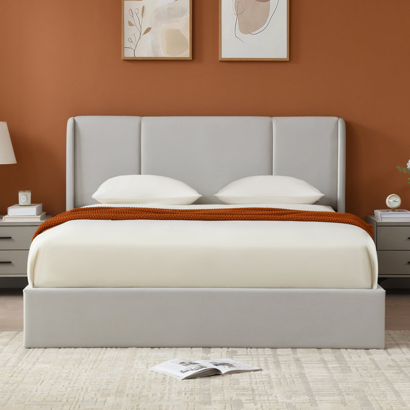 Lit plateforme tapissier Coletti, Grand lit, Off White