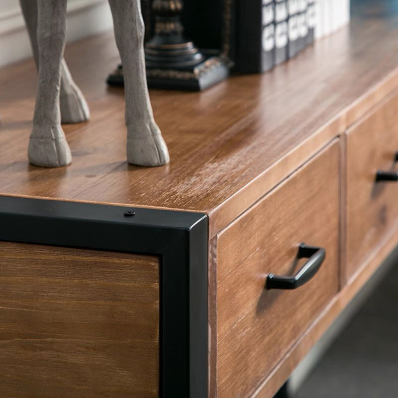 American Retro Solid Wood Four-Drawer Entry Table, 