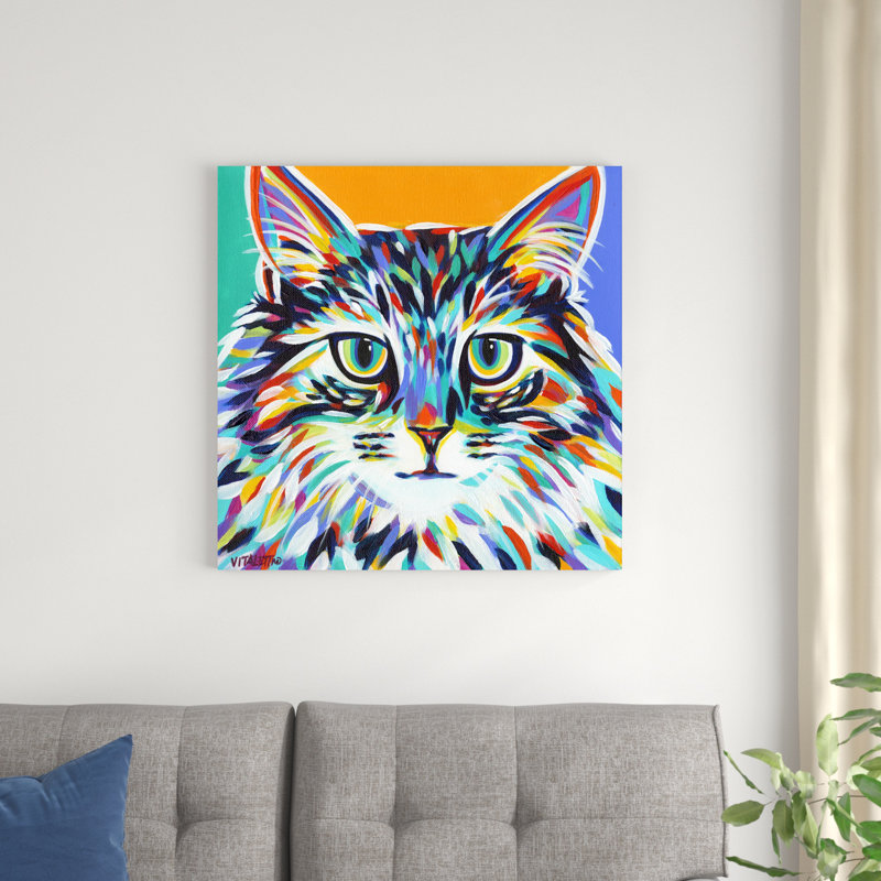 " Dramatic Cats I " by Carolee Vitaletti Painting Print, 30" H x 30" W x 1.25" D