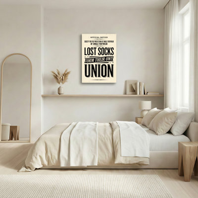 «Gallery Wrap», art mural sur toile pour le salon, la chambre à coucher, le bureau ou le vestibule - décoration murale décorative avec chaussettes perdues