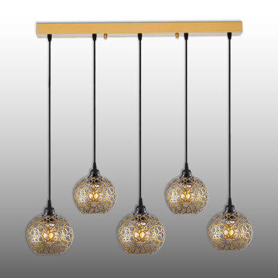 Luminaire suspendu pour îlot de cuisine 5 lumières à hauteur réglable