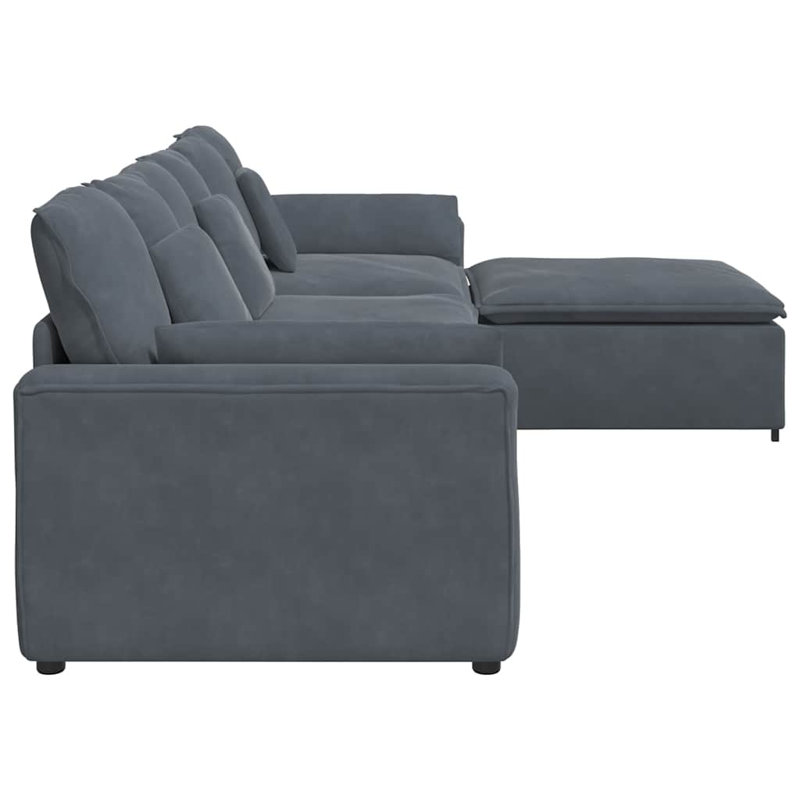  Canapé modulaire surdimensionné en velours gris foncé (100% polyester)
