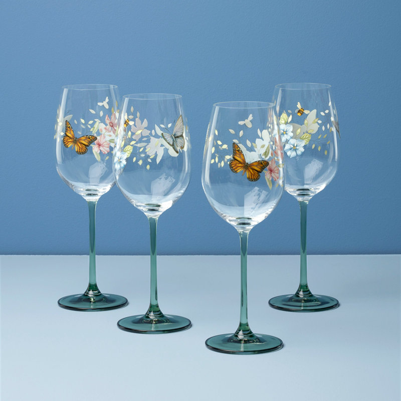 Lenox Butterfly Meadow Wine Glasses, Set Of 4