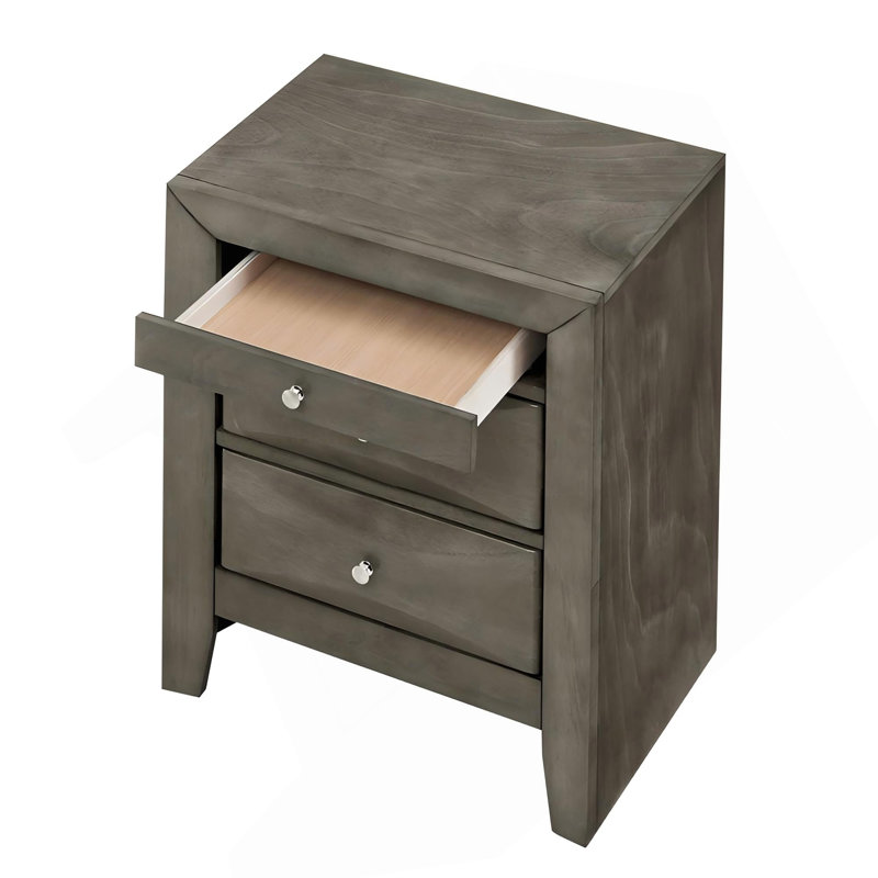 Elegant Gray Storage Nightstand, Gray