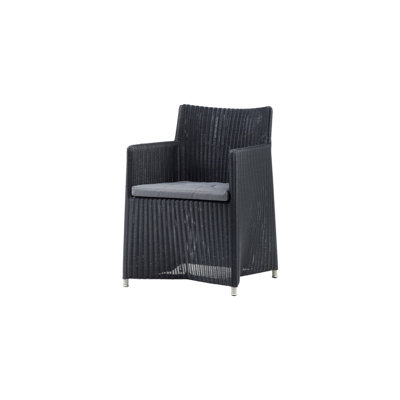 Diamond Wicker Patio Dining Side Chair with Cushion
