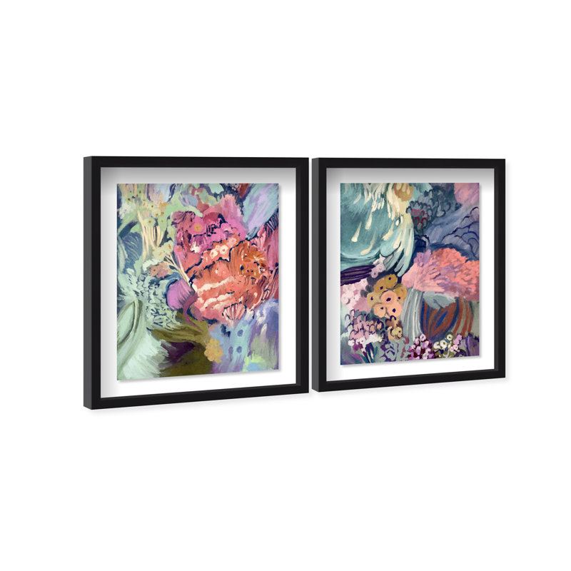 Abstract Botanicals Set Set by Oliver Gal, 51"H x 43"W, Black Shadowbox