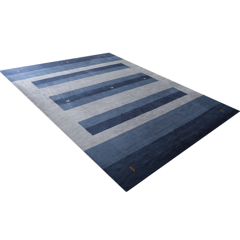 Kenshawn HAND KNOTTED LOOM WOOL ECO-FRIENDLY AREA RUGS - Rectangle, Blue Light Blue Color, Contemporary Modern Design, High Pile Handmade Anti Skid