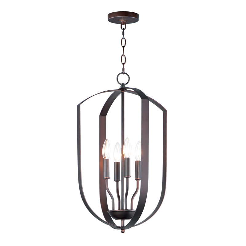 Lustre géométrique unique à 4 lumières Albano, Bronze huilé