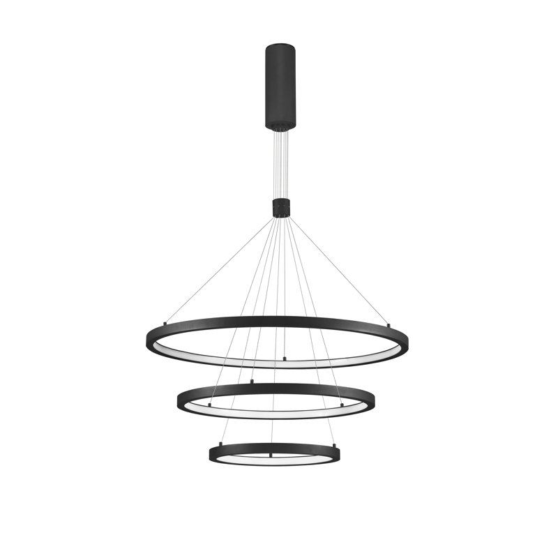 3 - Light LED Geometric Pendant, Black