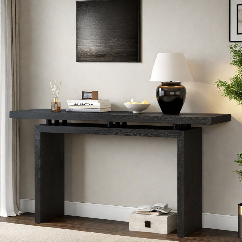 Simple Console Table With Clever Tabletop Design And Elegant And Lively Shape, Black