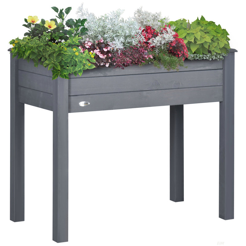 Raised Garden Bed with Legs, Elevated Wooden Planter Box, Self-Draining with Bed Liner for Vegetables, Herbs, and Flowers Backyard, Patio
