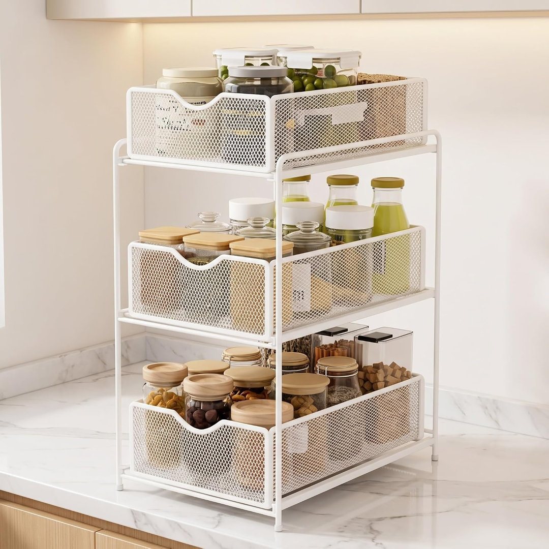 Under Sink Storage 3 Tier Pull Out, Sliding Basket Drawer Rack Organiser