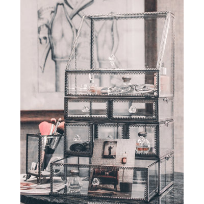 Organisateur de maquillage en verre Vintage