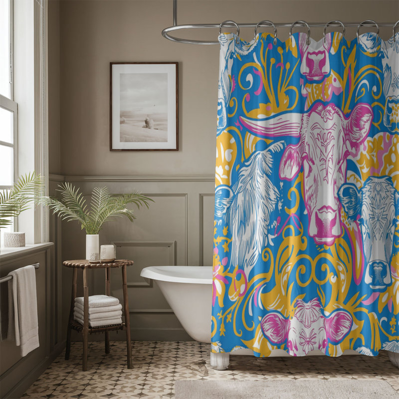 Western Chic Patterns - Rideau de douche standard 1 pièce, H 74 po x l 71 po