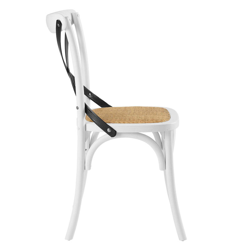 White and Black Elm Wood Cross Back Side Chair Set