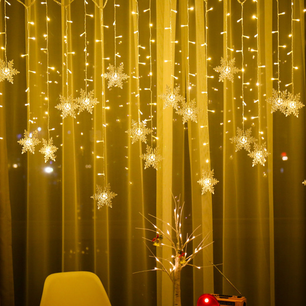 The Holiday Aisle® Outdoor Christmas Big Snowflake LED Curtain String ...