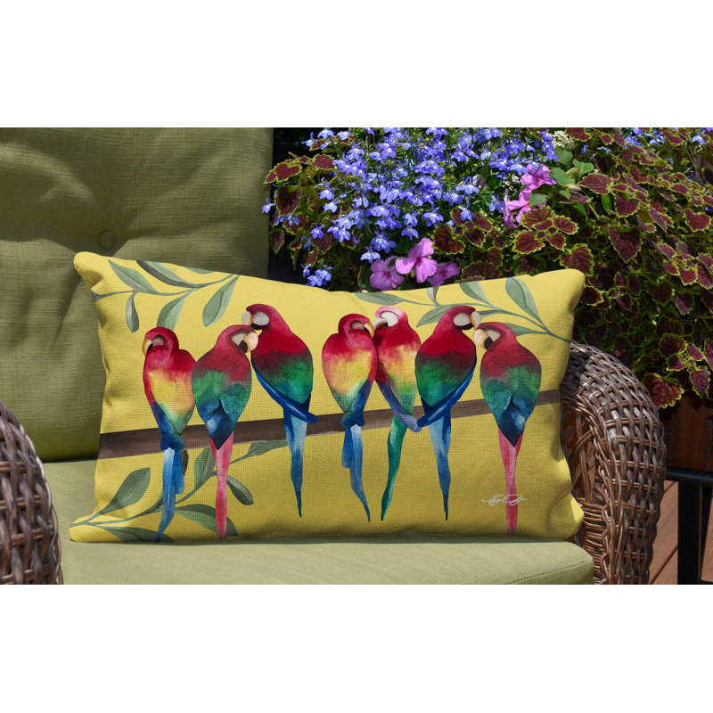 Sky Flocked Together Birds Outdoor Rectangular Pillow Cover & Insert, Yellow