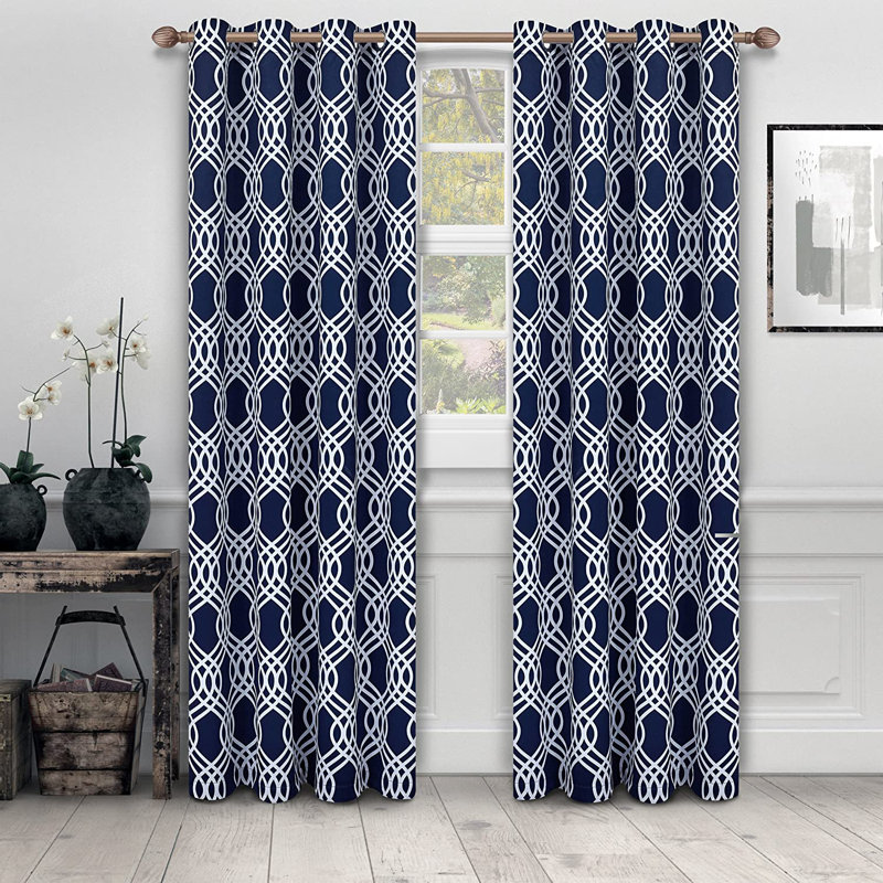 Paire de rideaux obscurcissant 100% polyester Écosse, L 52 po x L 108 po, Marine
