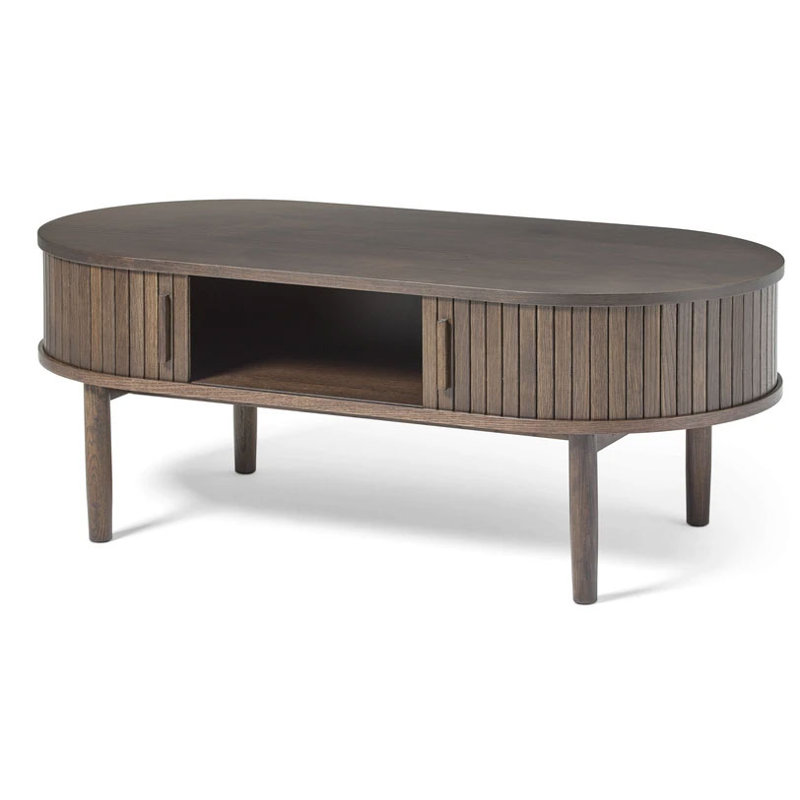 Tarcha Coffee Table with Storage, Dark Brown Wood