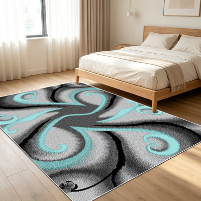 Tapis à motif abstrait tourbillonnant 1PC pour le salon, doux et confortable, adapté à toutes les saisons, facile à entretenir, tapis de sol intérieur lavable à la machine, sous la table de ferme convenant à la chambre à coucher, à la salle à manger, au bureau, au patio, au balcon, à la maison