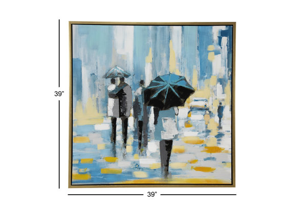 Latitude Run® Large Square Contemporary of People Walking in Rain