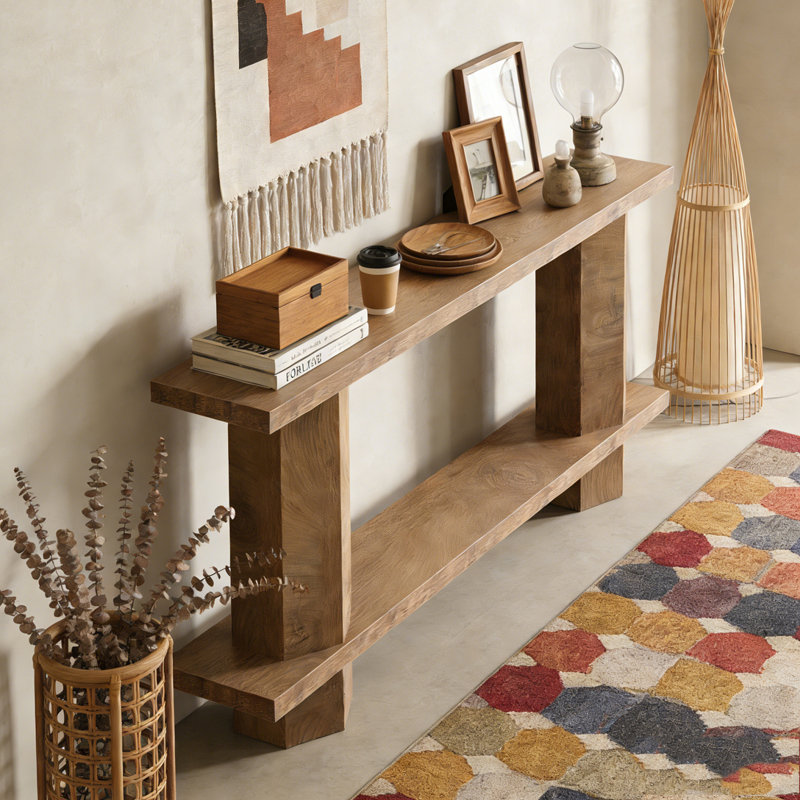 2-Tier Hallway Sofa Table Behind Couch