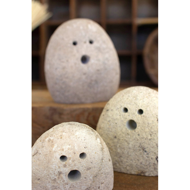  Ensemble de 3 fantômes d'Halloween de roches de rivière - décor d'automne fabriqué à la main