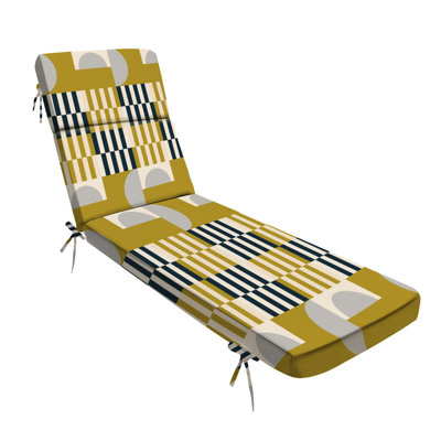  Outdoor Indoor 3'' Lounge Patio Cushion Modern abstract seamless geometric semicircles circles retro Water-Resistant Chaise Lounge Cushion for Chair Patio Furniture Seat Cushion